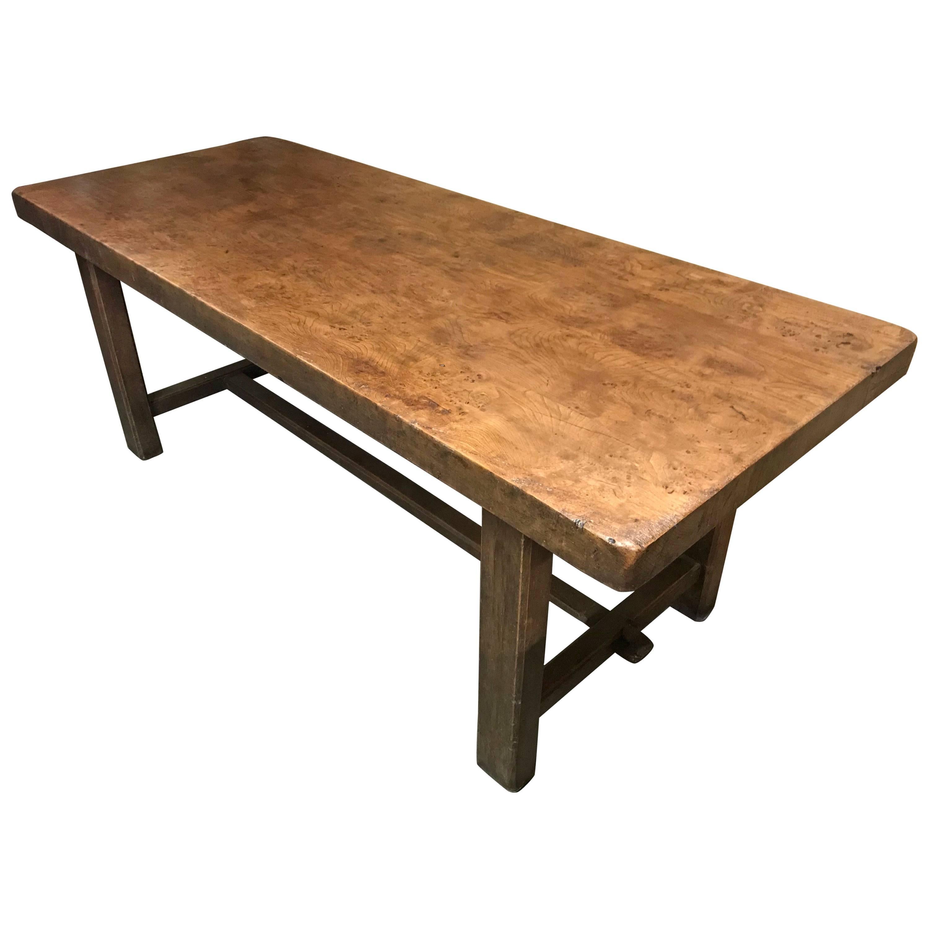 Thick Top Rustic Elm Farmhouse Table