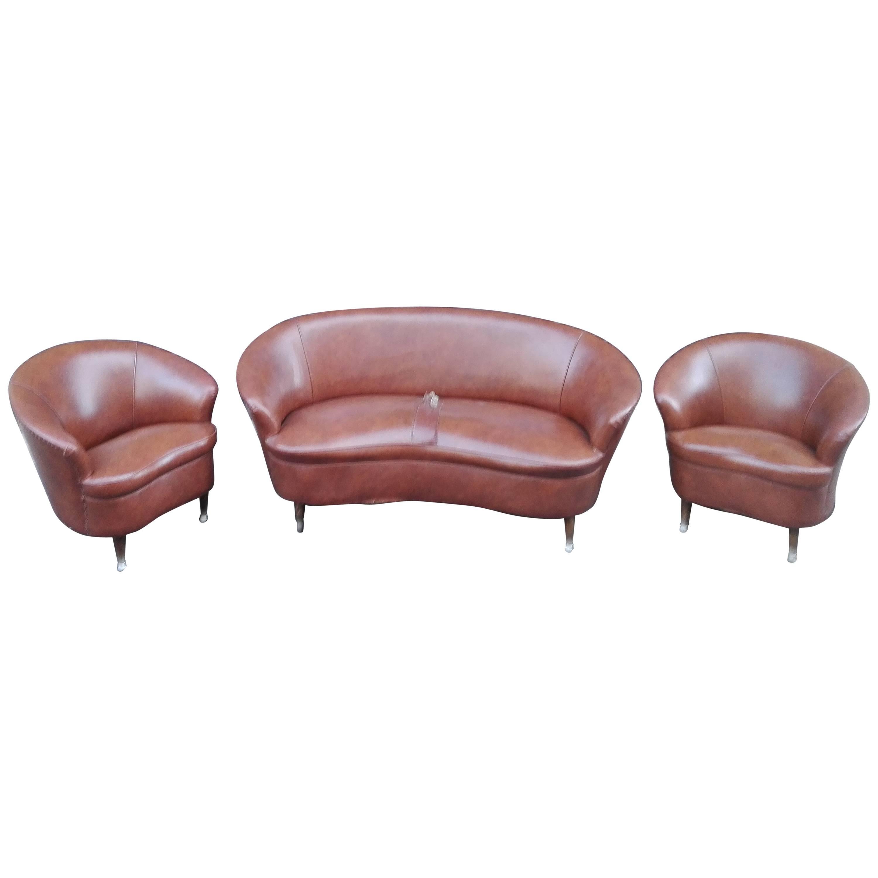 Sofa and Armchairs style gio ponti , Italia, First Half of the 20th Century