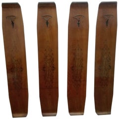 four elements in vintage teak coat hanger with drawings attribution Campo e Graf