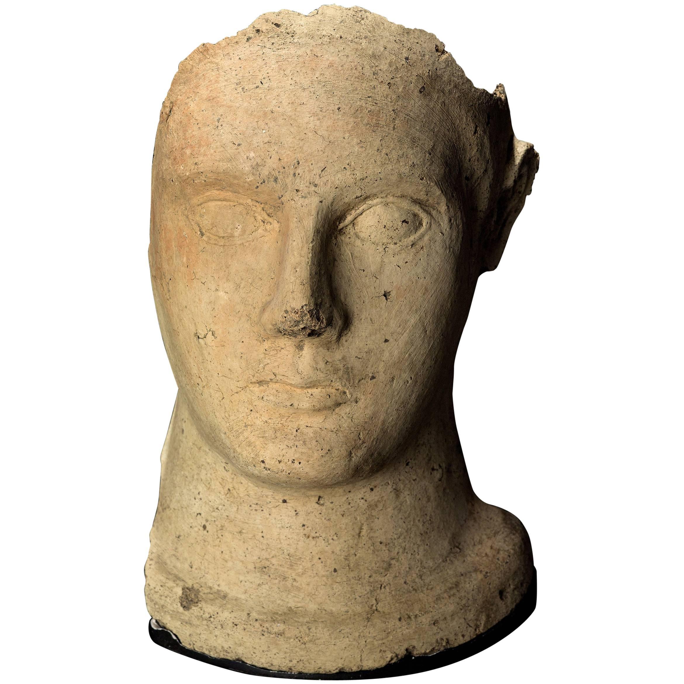 Ancient Etruscan Terracotta Votive Head For Sale