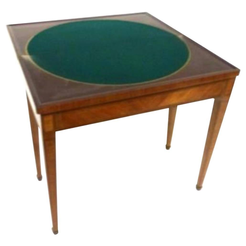 19th Century French Marquetry Card Table, Louis XVI Period For Sale