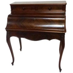 19th Century French Palisander Demi-Cylinder Writing Desk, Louis Philippe Period
