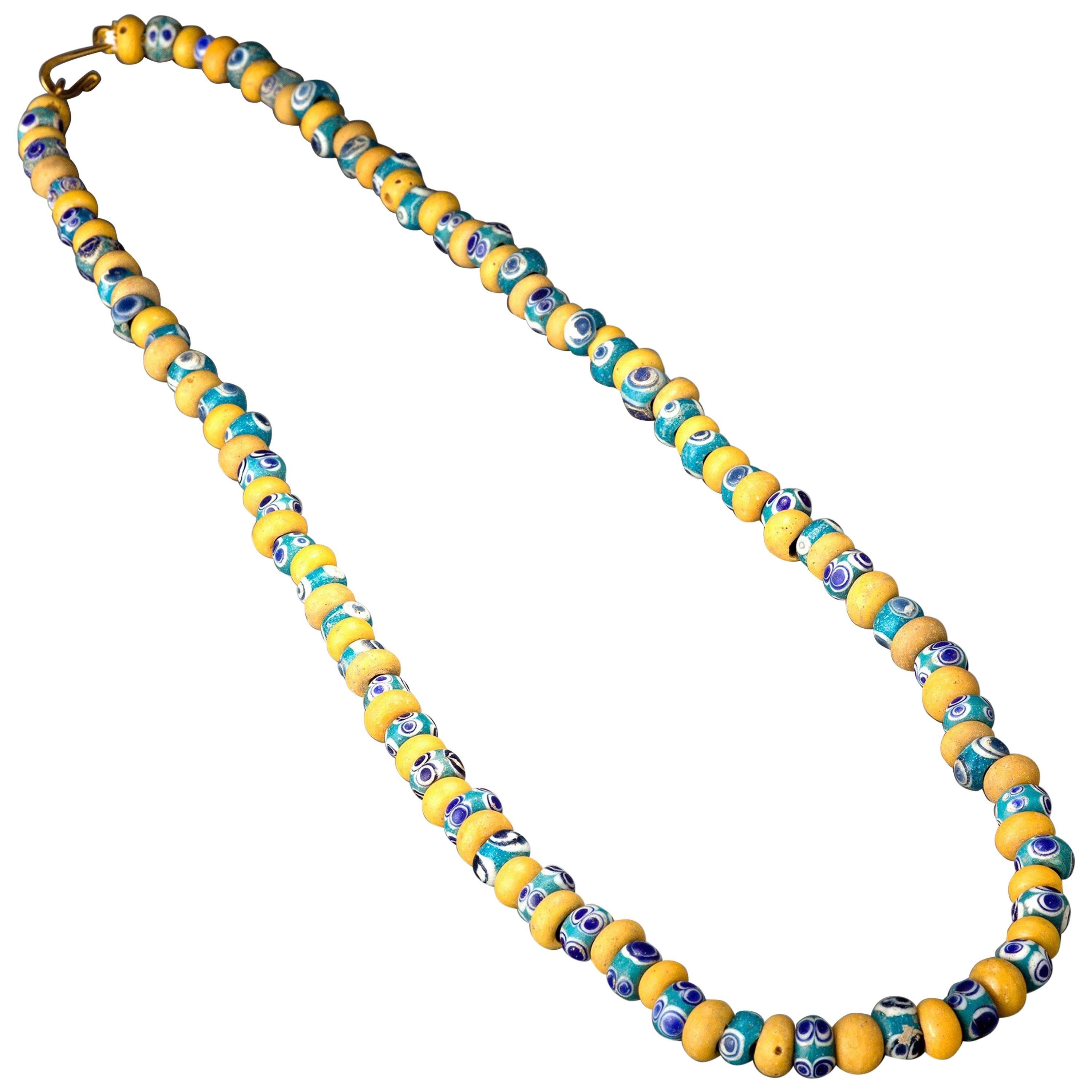 Ancient Phoenician Glass Eye Beads Necklace, Ancient Jewelry For Sale