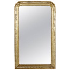 19th Century French Louis Philippe Gilt Wood Mirror with Silver and Gold Patina