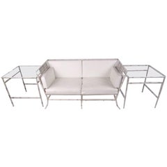 Salterini Faux Bamboo Patio Set with Sofa and Side Tables