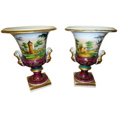 Used Pair of Vieux Paris Campagna Form Urns