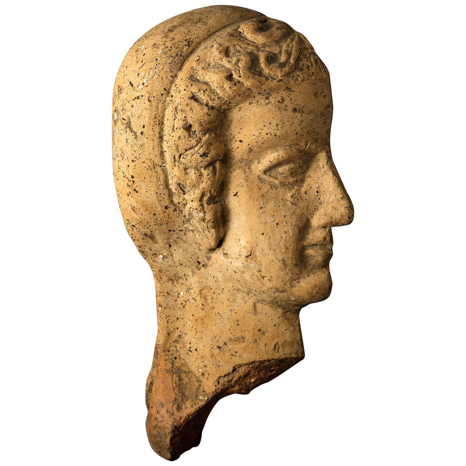 Ancient Etruscan Terracotta Votive Head For Sale