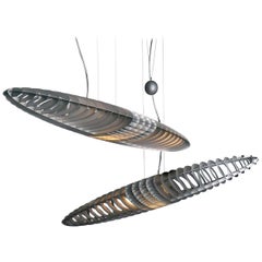 Vintage Designer Titanium Pendant Light, Pair