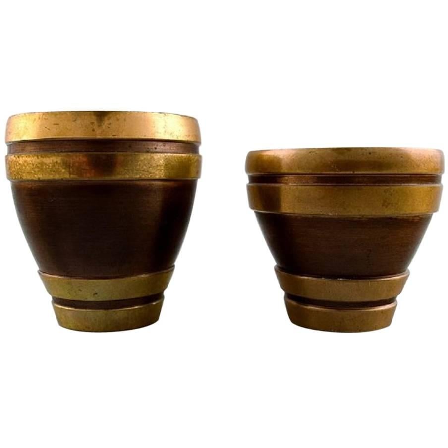 Cawa art deco vases in bronze, approx. 1940s Danish design.