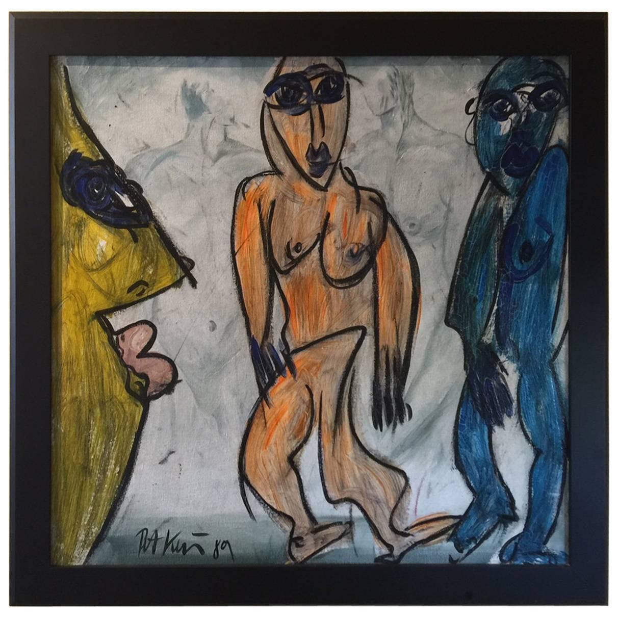 Original Modernist Expressionist Figural Painting by Peter Keil