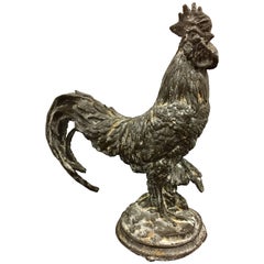 Antique Monumental Late 19th Century Cast Iron Rooster Sculpture French