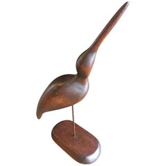 Used Mid-Century Walnut Bird Sculpture on Stand