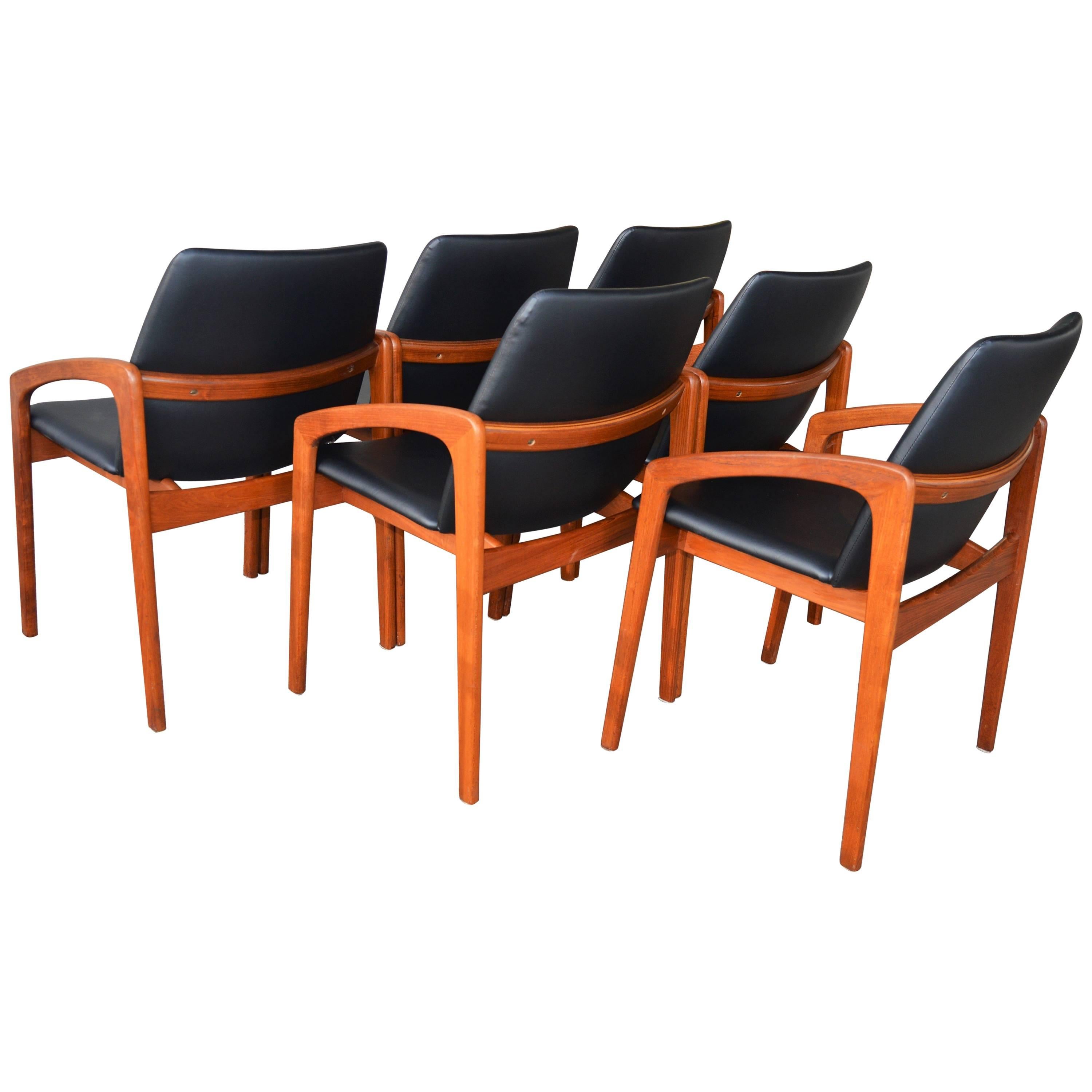 Set of Six Kai Kristiansen Angled Arm Dining or Office Chairs