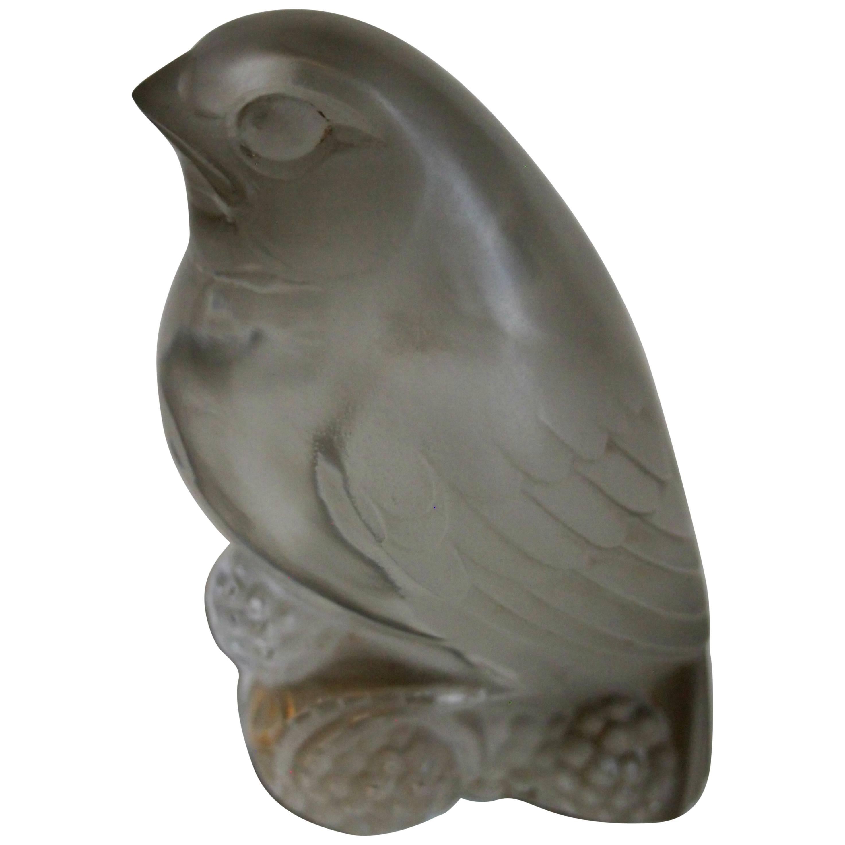 French Rene Lalique Art Deco Belacourt-  Bird Glass Paperweight 1920s For Sale