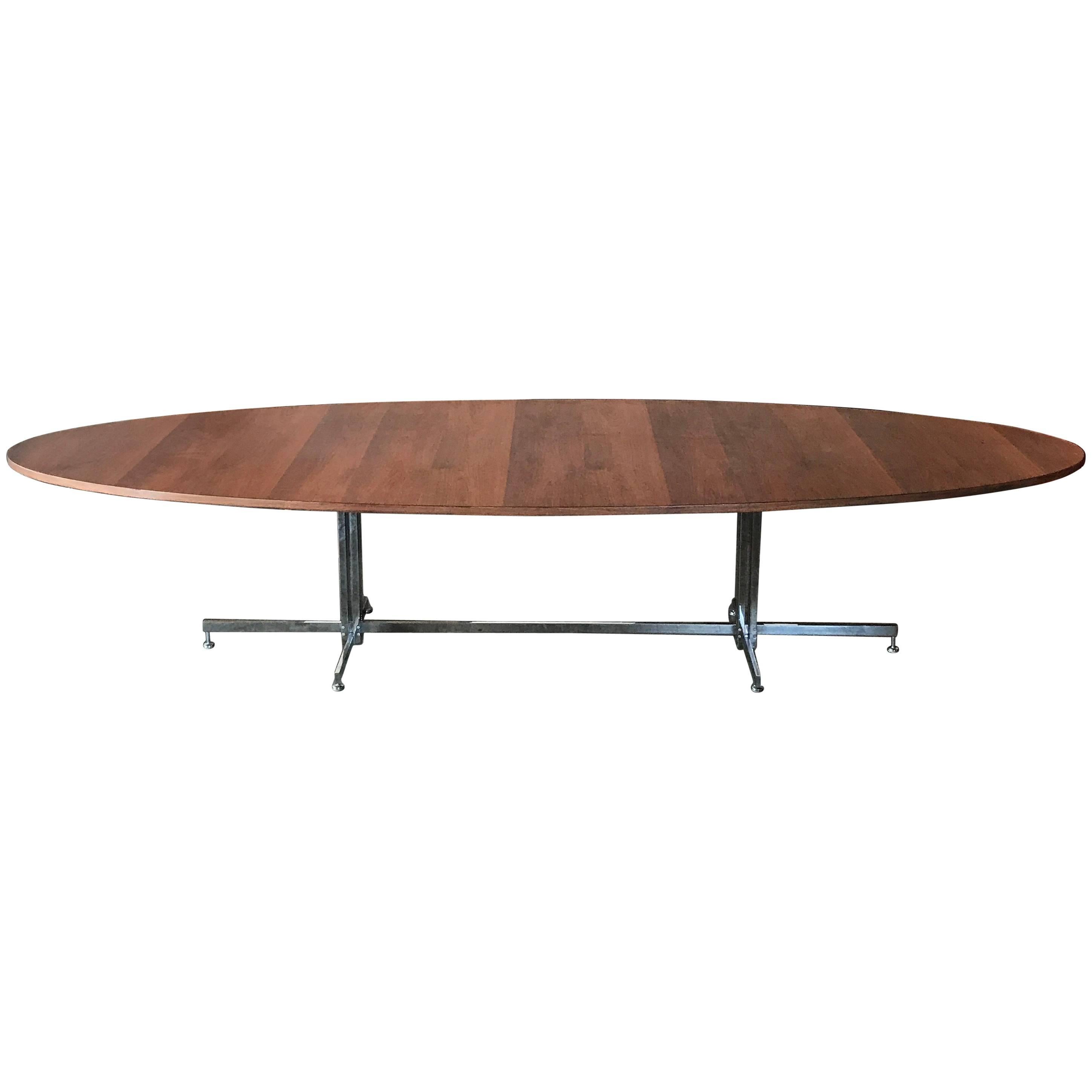 Hugh Acton Walnut Chrome Conference Dining Table