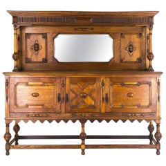 Antique Sideboard, Mirror Back Sideboard, Antique Furniture, Scotland, 1920, B910