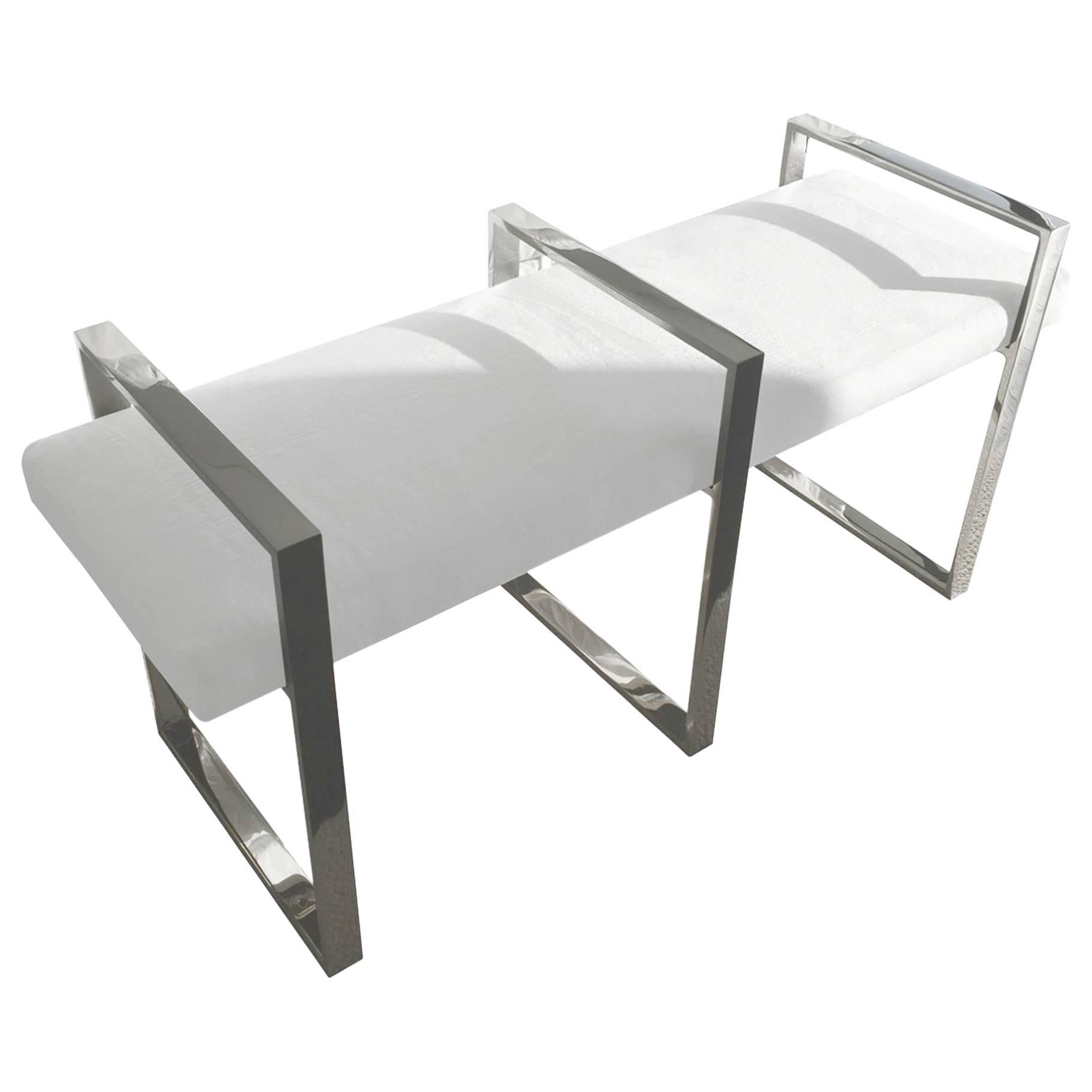 Triple Rectangle Bench in Stainless Steel by Cain Modern For Sale