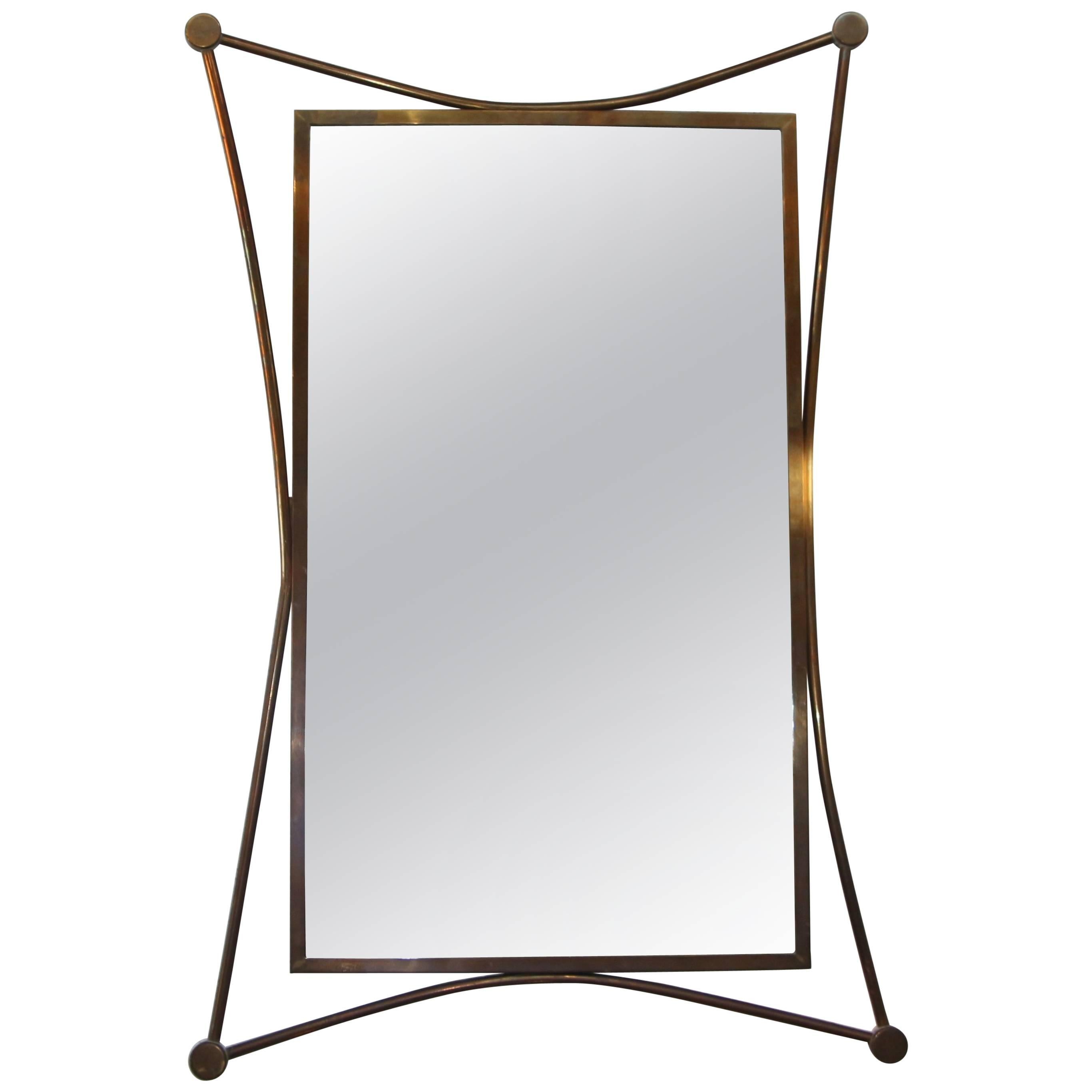Brass Stylized 1950s Mirror in the Manner of Ico Parisi
