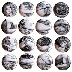 1960 Due set di sottobicchieri di design italiano Piero Fornasetti Adams ed Eva