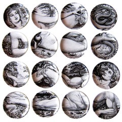 1960s Two Sets of Italian Design Piero Fornasetti Adam and Eve Coasters