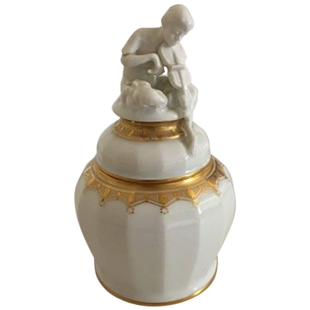 Bing & Grondahl Hans Tegner Lidded Vase with Faun #3172/1161 For Sale