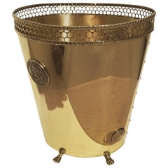 Brass Waste Can with Two Decorative Eagle American Discs