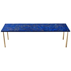 Azure Coffee or Cocktail Table by DeMuro Das in Lapis Lazuli and Brass Inlay