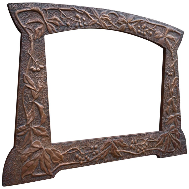 arts and crafts hand hammered embossed copper wall mirror picture frame