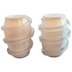 Pair Of Vases In Iridescent White Murano GLass