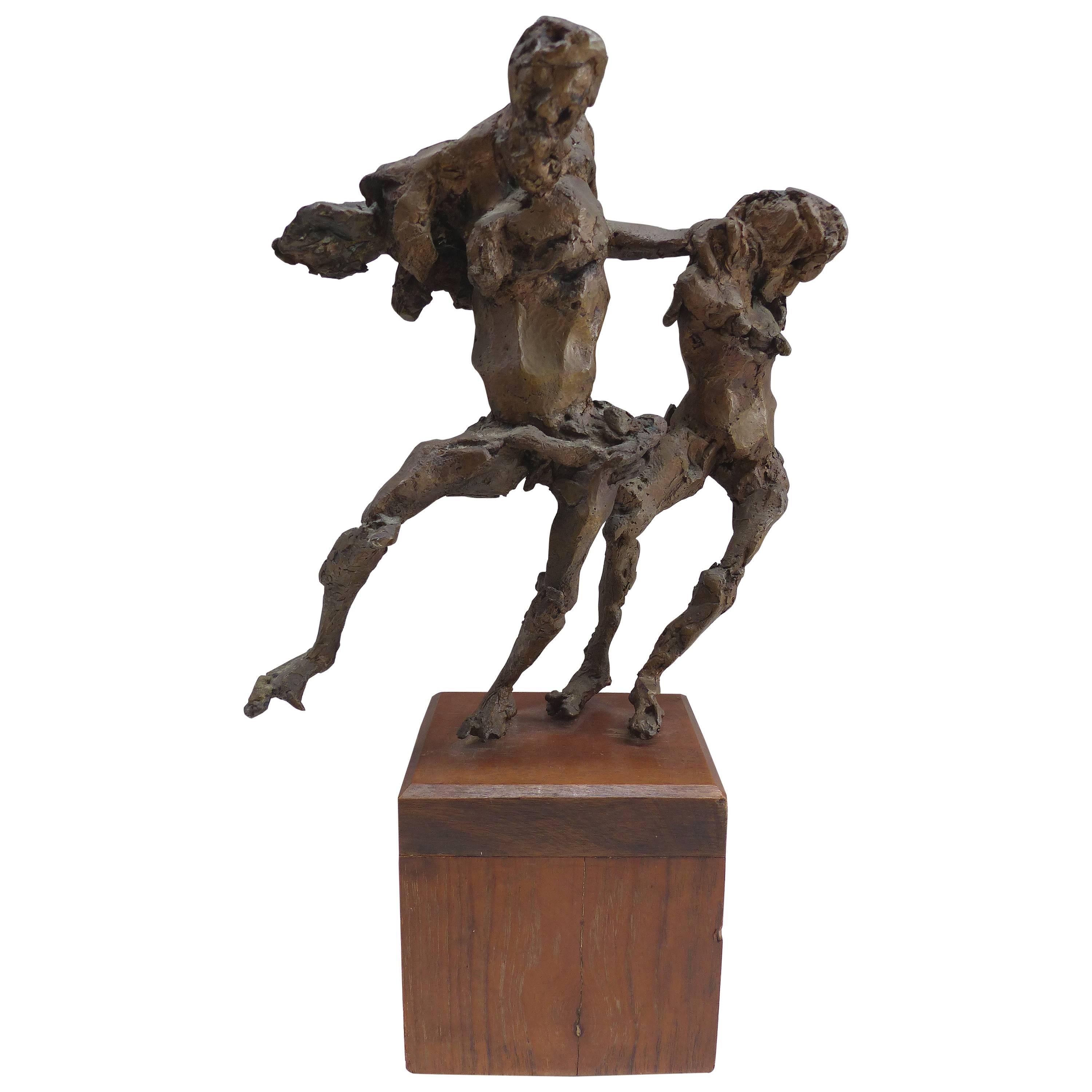 Linda Goodman Brutalist Bronze Figurative Sculpture For Sale