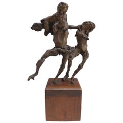 Linda Goodman Brutalist Bronze Figurative Sculpture