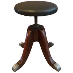 Vintage Industrial Leather Optometry Examination Stool