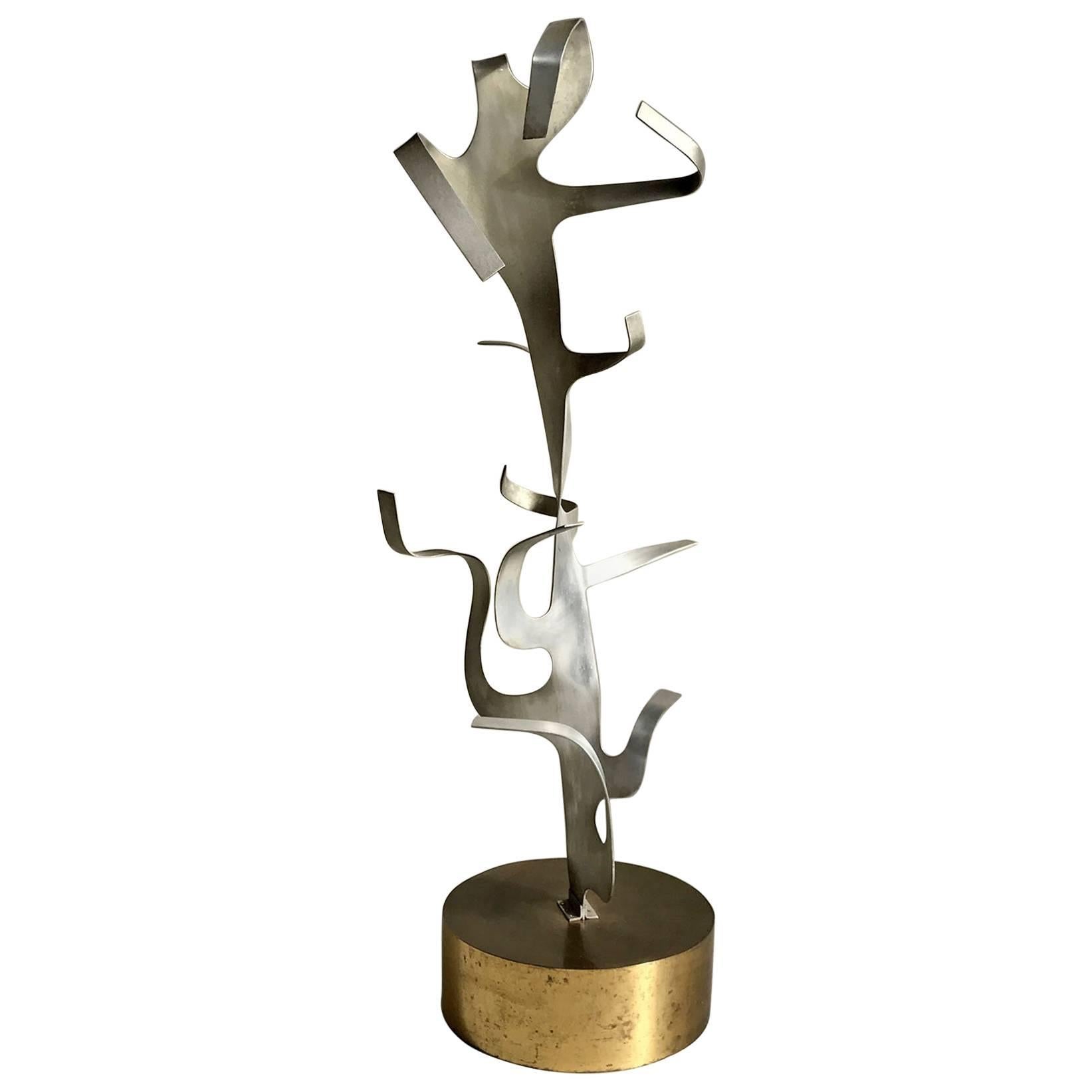 Sculpture Tree in Aluminium and Brass, France, 1970