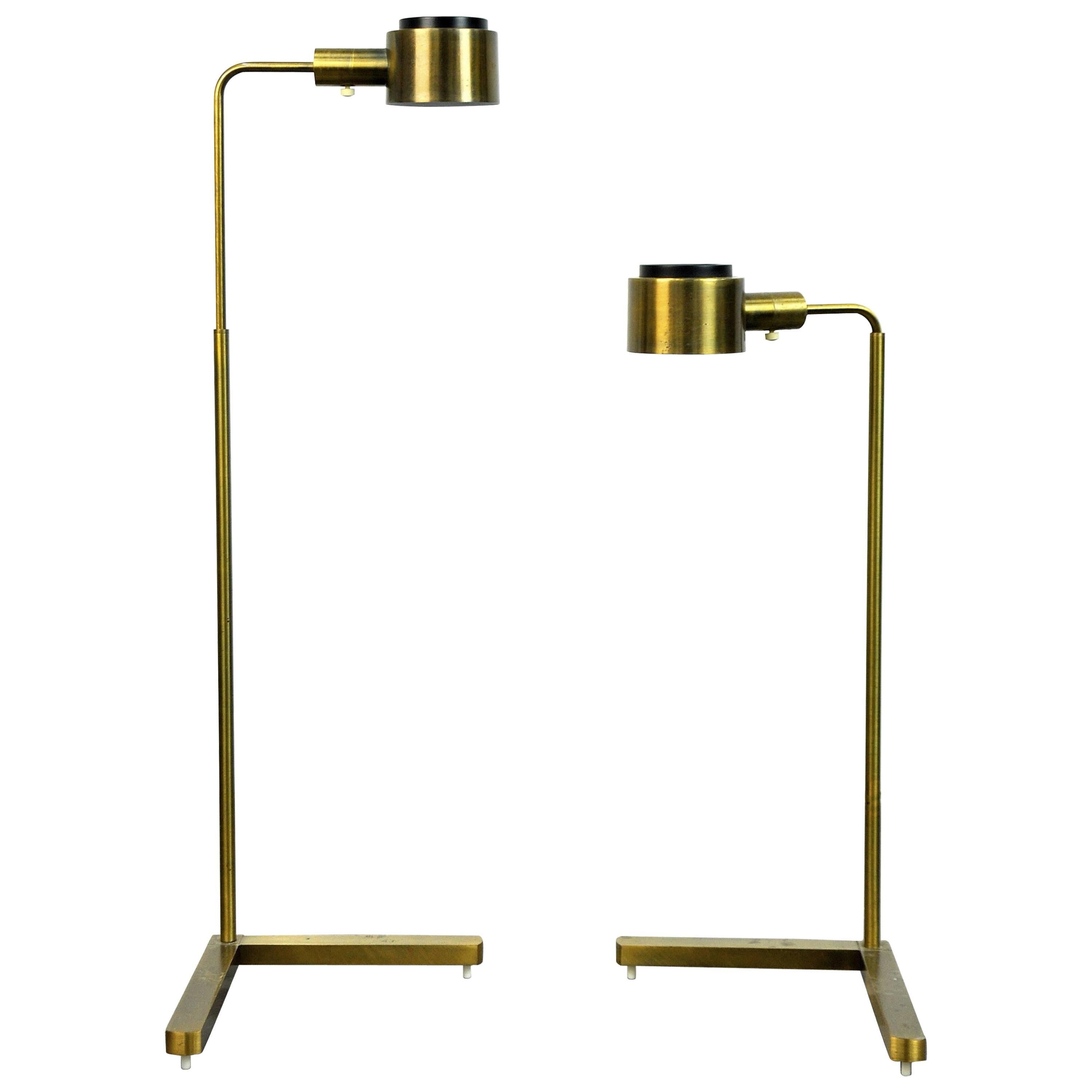 Pair of Casella Brass Adjustable Floor Lamps
