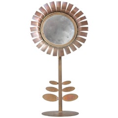 Vintage 1970s Brass Chaty Daisy Mirror