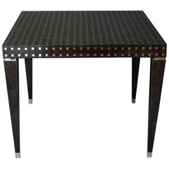 Black Marble and Chrome Veneered Square Table