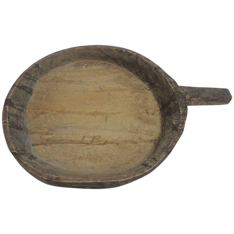 Vintage African Wood HandCarved Artisanal Tribal Tray For Sale at 1stdibs