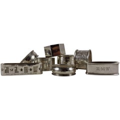 Sterling Silver Antique Napkin Rings, a Mixed Set of Eight