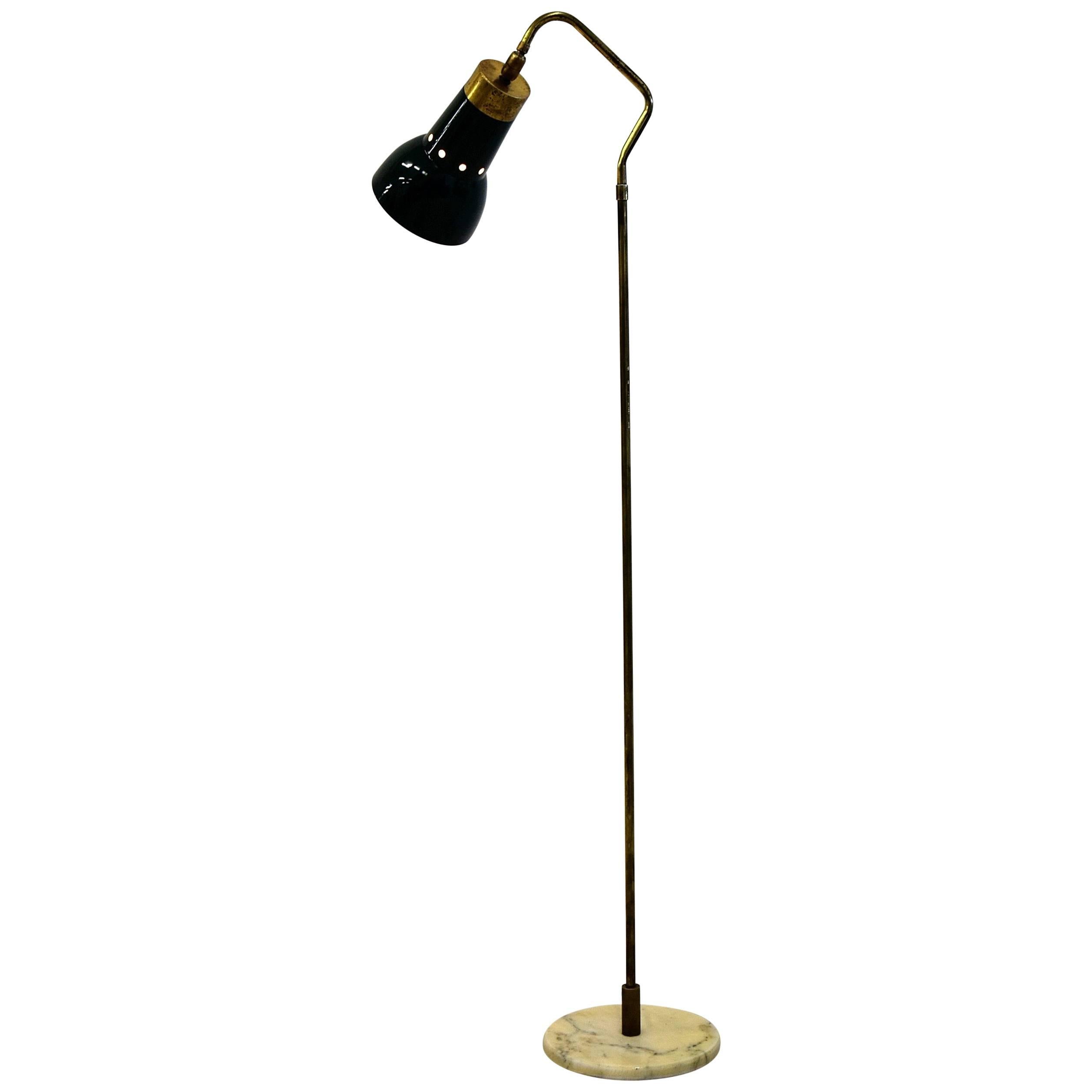 Stilux Mid Century Modern Brass and Marble Floor Lamp For Sale