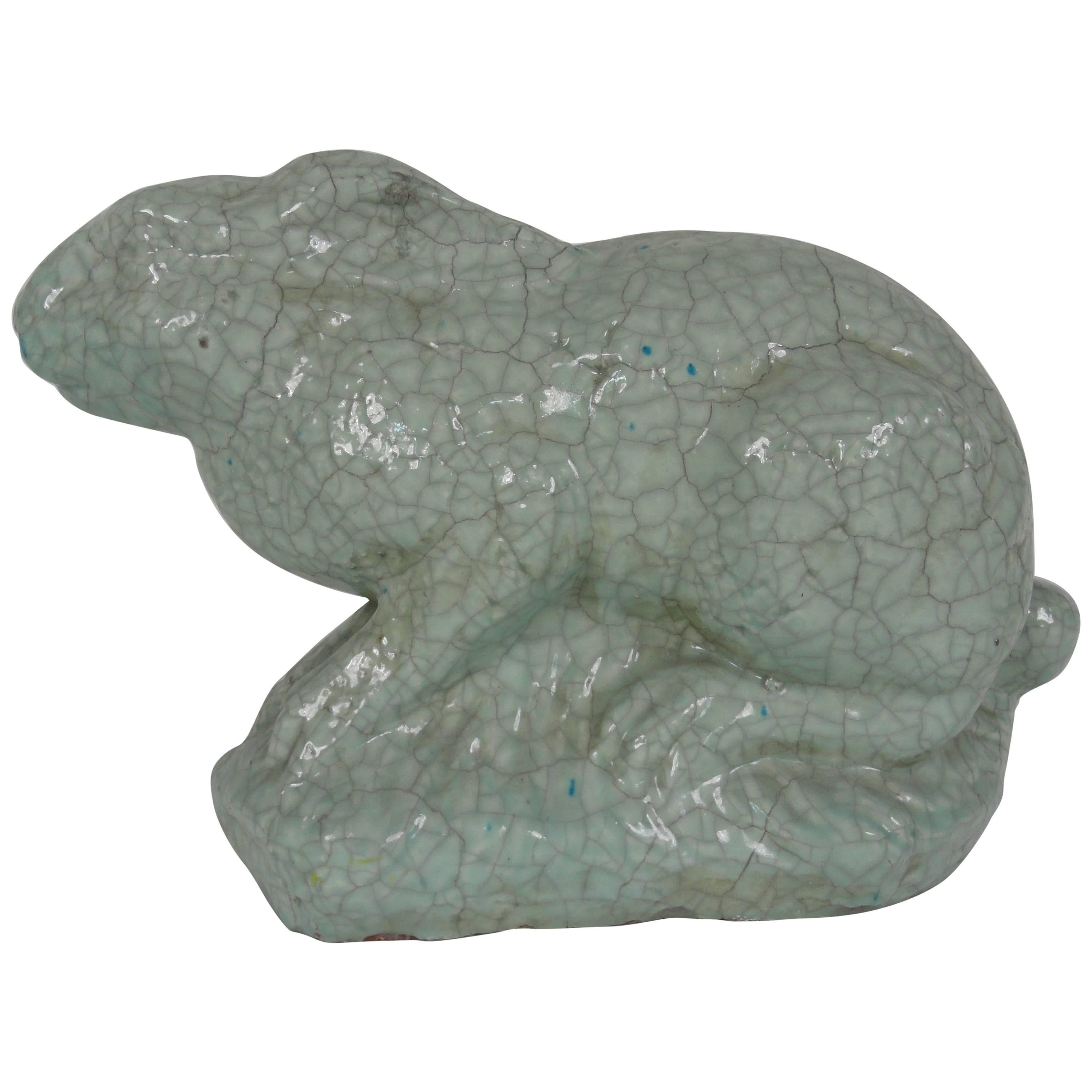 20th Century Large-Scale Ceramic Rabbit Sculpture For Sale