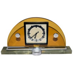 Vintage Modernist Art Deco Swiss Eight Day Mantle Clock, Swiss Made