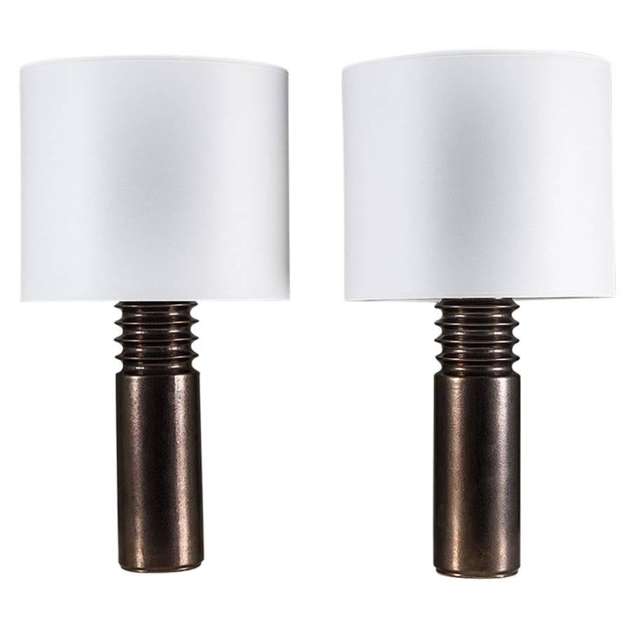 Pair of Swedish Ceramic Table Lamps by Luxus For Sale