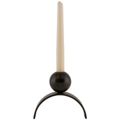 Contemporary Arch and Ball, Blackened Steel Candleholder 