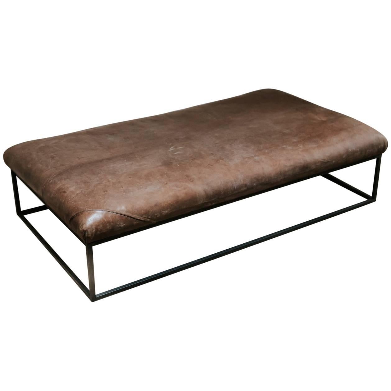 Customized Leather Topped Coffee Table