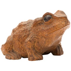 Antique Japanese Carved Bamboo Toad, 19th Century