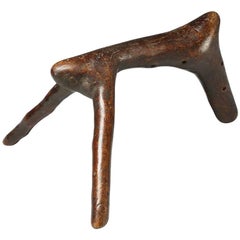 Kenya Tribal Wood Headrest, Stylized Natural Animal Form, African