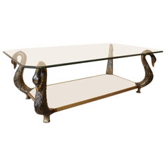 A Mid-20th Century French Bronze Swan Neck Coffee or Centre Table 