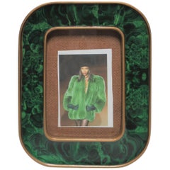 Modern Green Malachite Lacquer and Brass Picture Frame