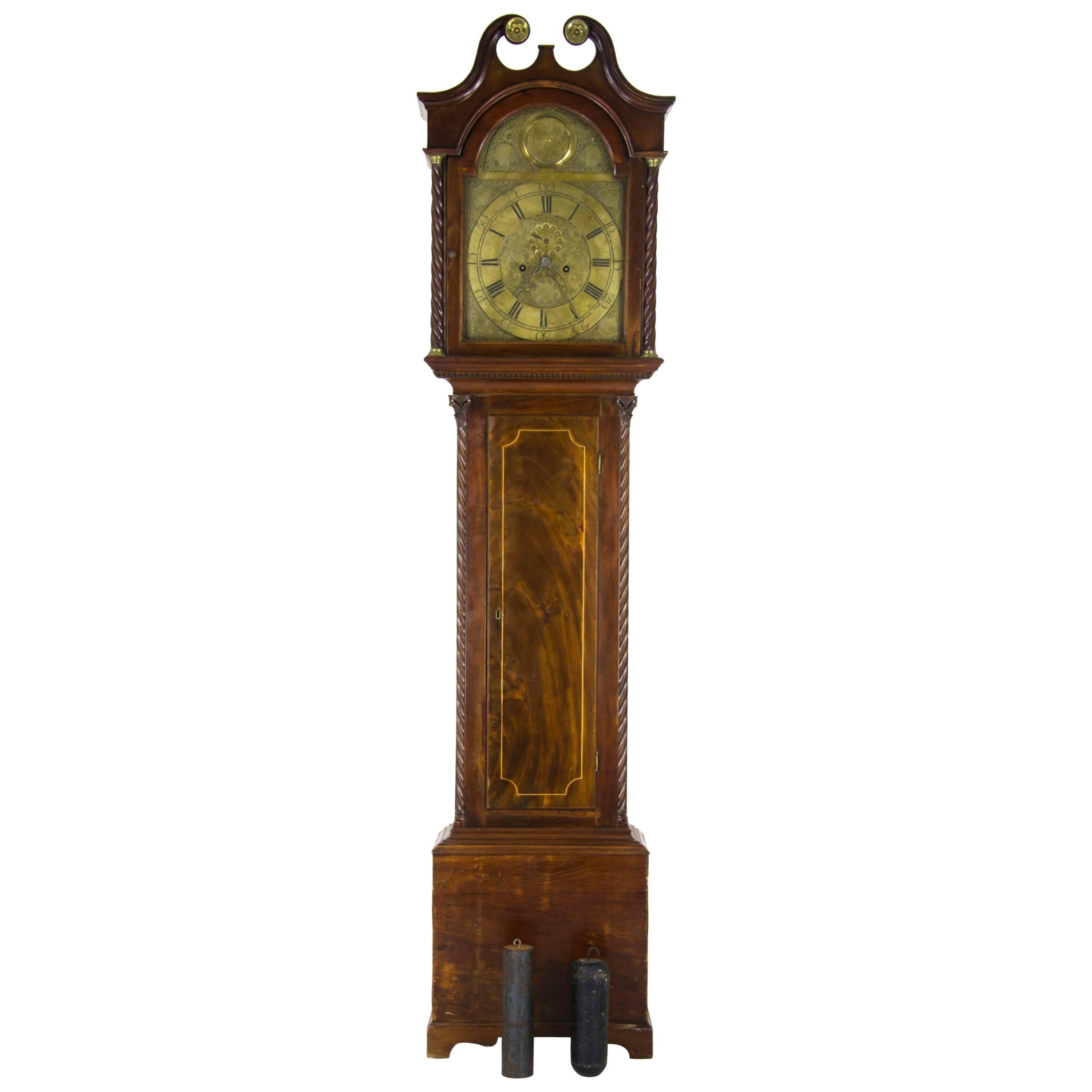 Antique Long Case Clock, Grandfather Clock, Inlaid, Mahogany, John Rankin, B726