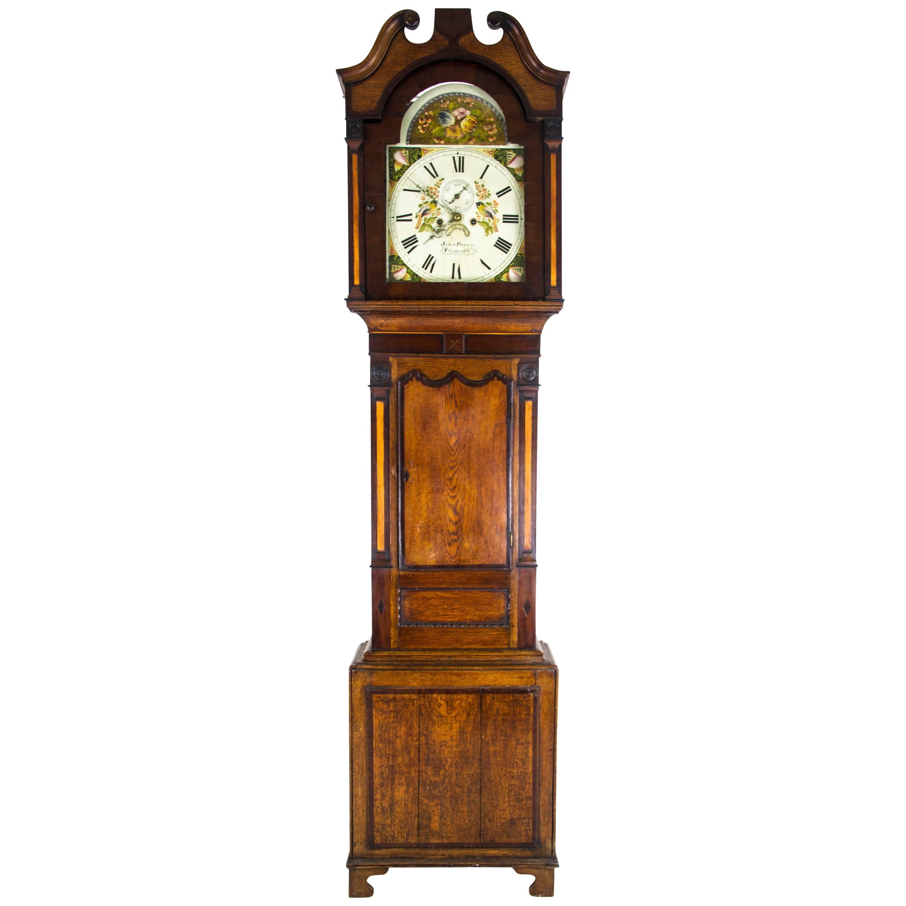 Antique Long Case Clock, Grandfather Clock, John Parry Tremadoc, 1820  REDUCED!!